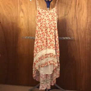 Asymmetrical summer floral dress.